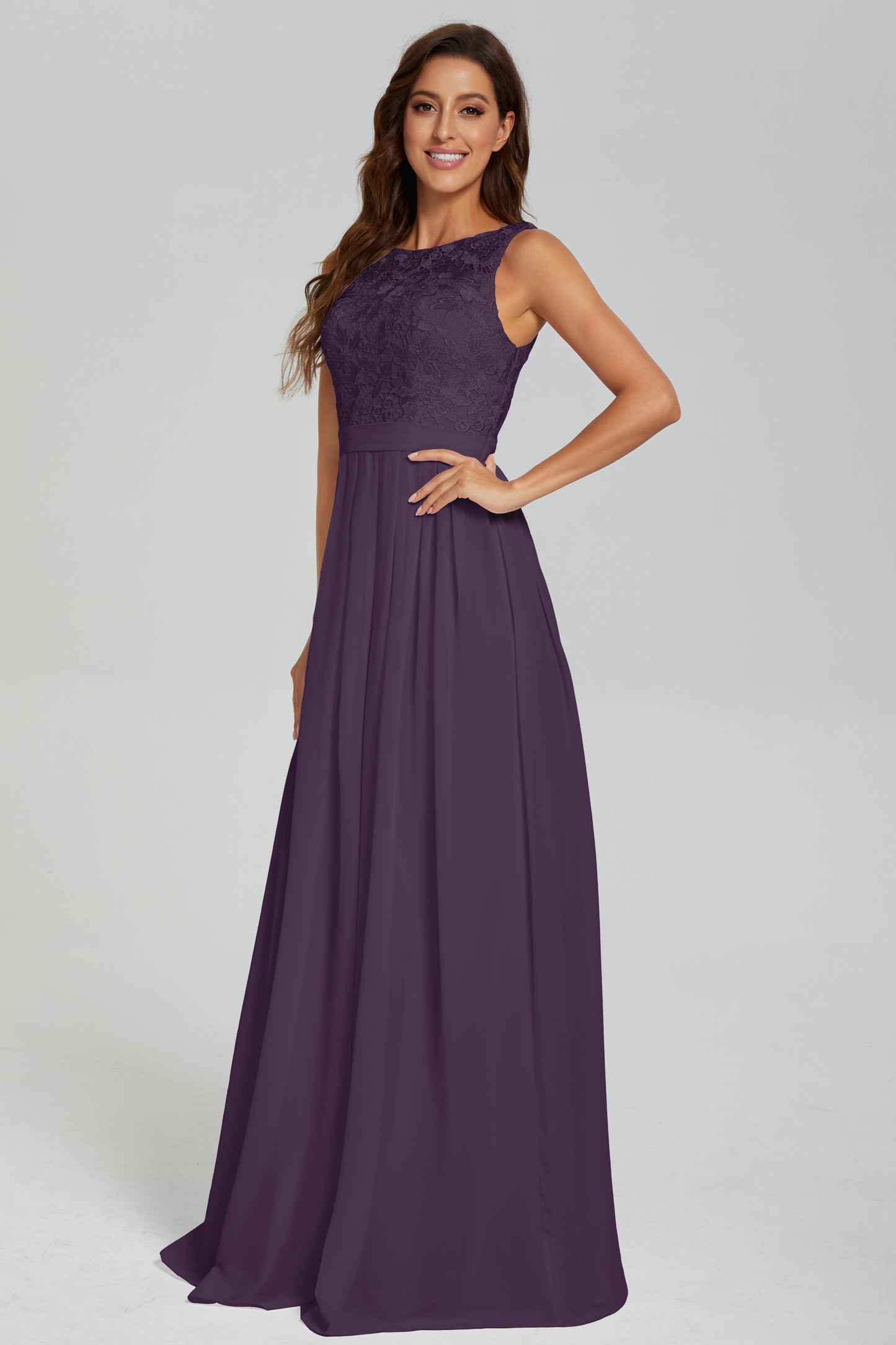 Floor Length Sleeveless Lace Prom Dresses