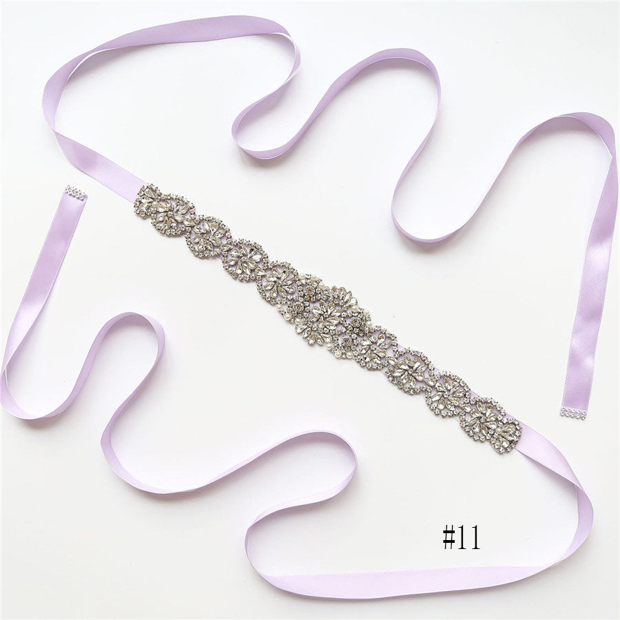 Gorgeous Long Crystal Sashes with Ribbon A02