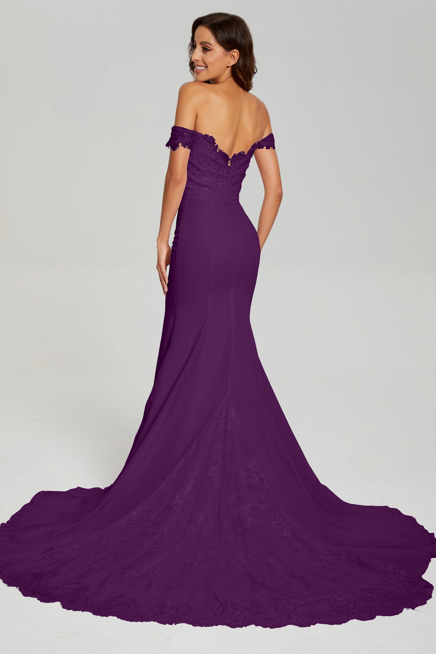 Mermaid Off the Shoulder Prom Dresses with Trailing