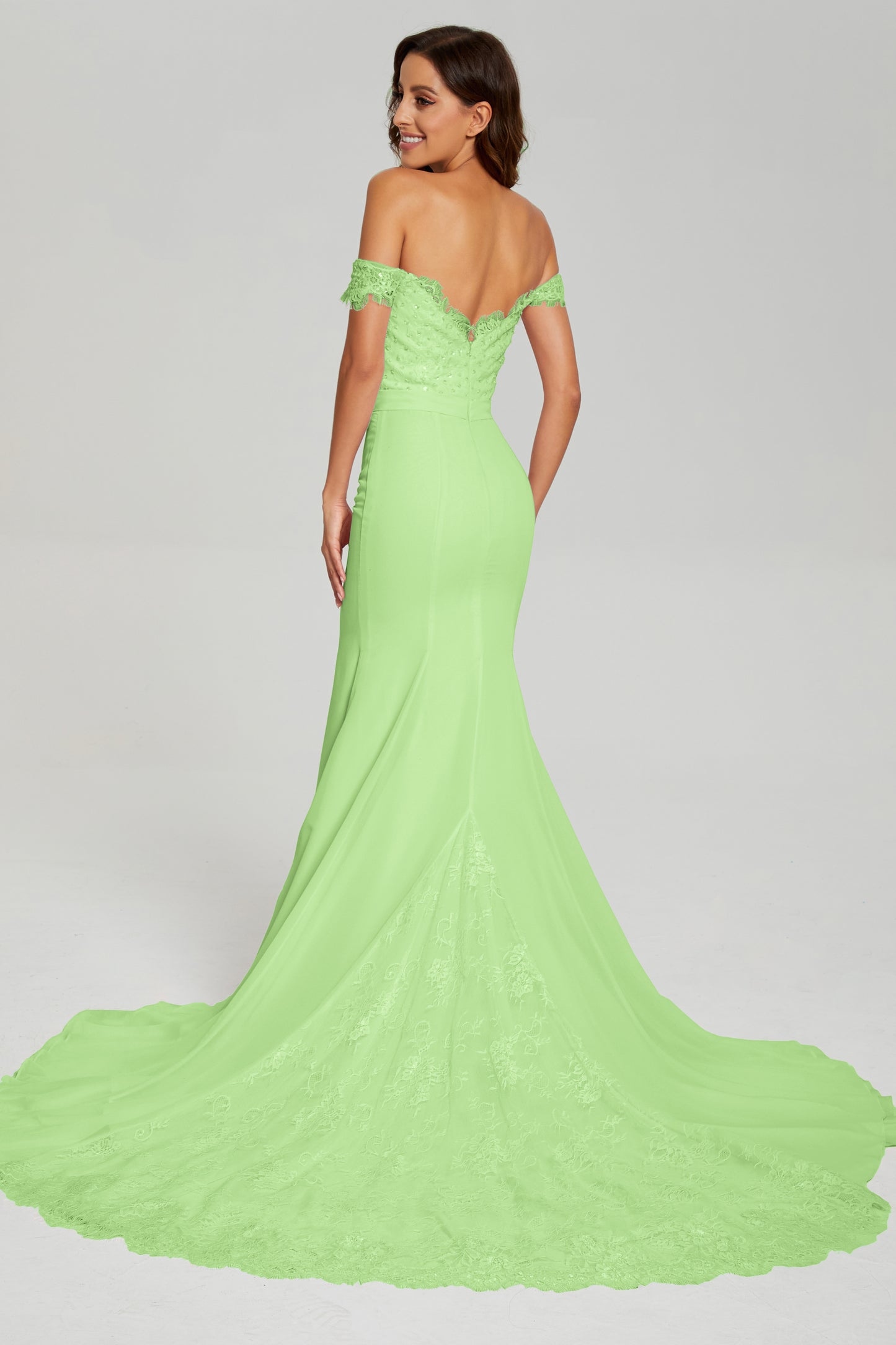 Mermaid Off the Shoulder Prom Dresses with Trailing