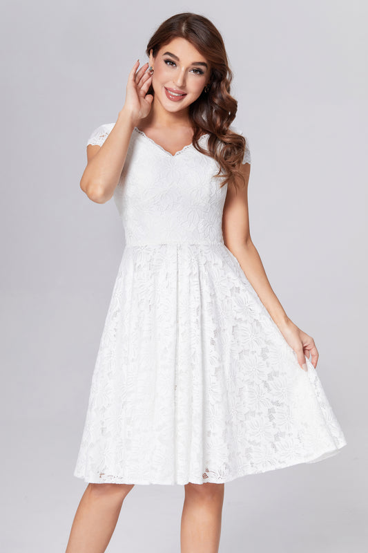 Cap Sleeve Lace Short Prom Dresses
