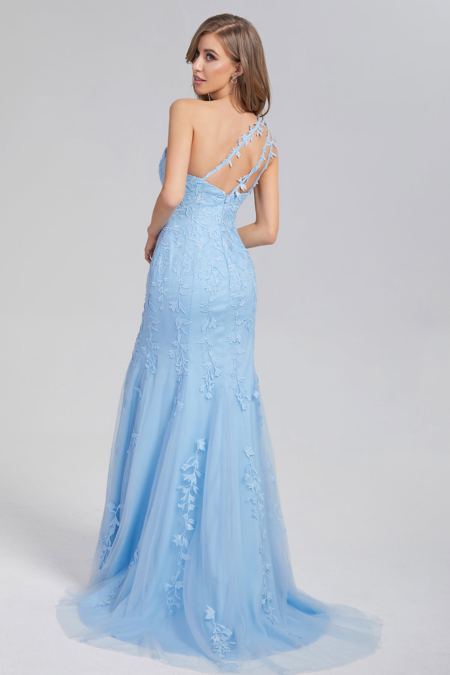 Mermaid One Shoulder Prom Dresses with Trailing